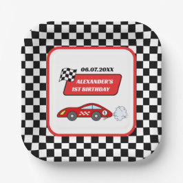 Assiettes En Carton Fast one rouge course automobile garçon 1er annive