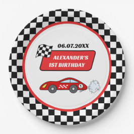Assiettes En Carton Fast one rouge course automobile garçon 1er annive
