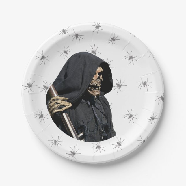 Assiettes En Carton Faucheuse macabre gothique & faux (Devant)
