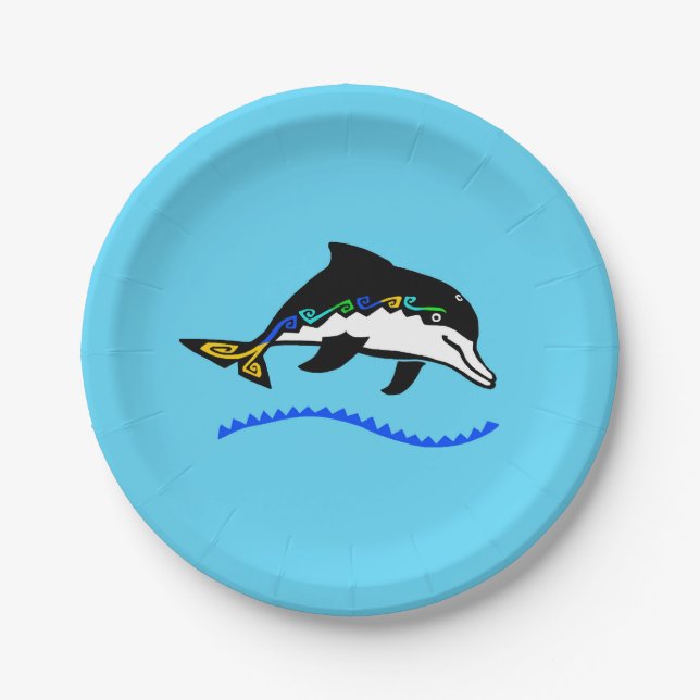 Assiettes En Carton Faune - DOLPHIN - Nature - Blue Party (Devant)