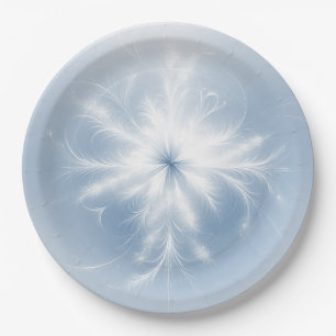 Assiettes En Carton Faux De Neige Blanc Fraîche Sur Bleu