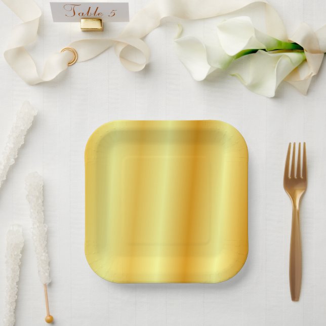 Assiettes En Carton Faux Gold Modèle tendance Élégant Glamour (Mariage)