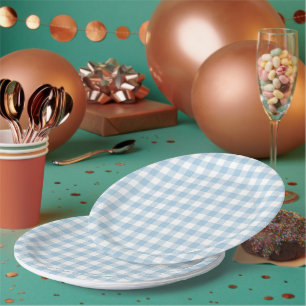 Assiettes En Carton Faye et Lauren Blue Plaid
