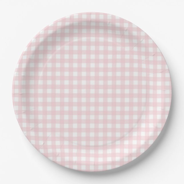 Assiettes En Carton Faye et Lauren Blush En vichy (Devant)