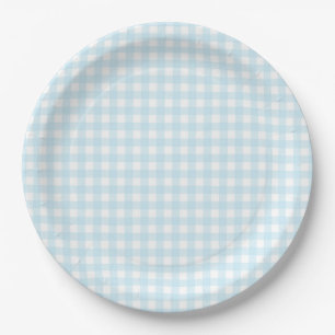 Assiettes En Carton Faye et Lauren En vichy bleu clair