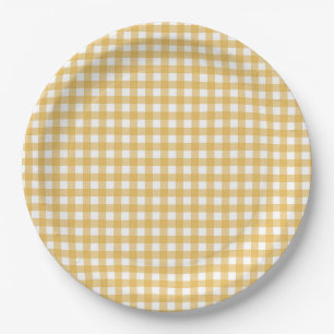 Assiettes En Carton Faye et Lauren Fall Jaune En vichy