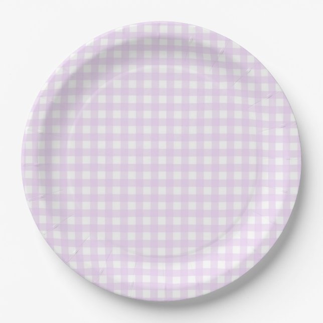 Assiettes En Carton Faye et Lauren Pastel Purple En vichy (Devant)