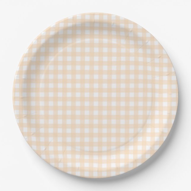 Assiettes En Carton Faye et Lauren Peach En vichy (Devant)