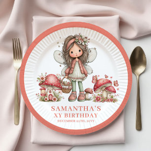 Assiettes En Carton Fée chérie 6e anniversaire Papier floral pastel