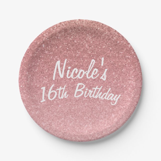 Assiettes En Carton Fée Conte Rose Pailleté Sweet 16 Fête d'anniversai (Devant)