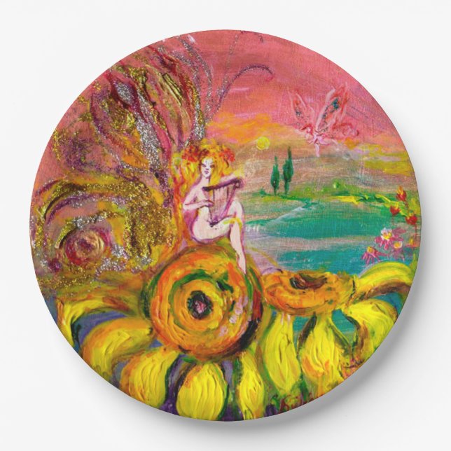 Assiettes En Carton FÉE DES TOURNE-SOLEILS  Fantaisie (Devant)
