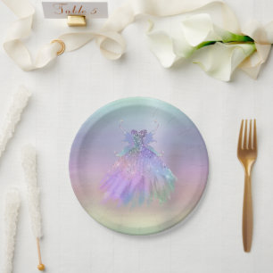 Assiettes En Carton Fée Ethereal   Rainbow Ombre Pastel Sheen