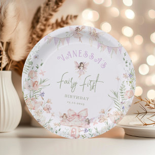 Assiettes En Carton Fée fantaisiste Premier anniversaire Jardin enchan