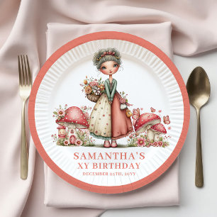 Assiettes En Carton Fée Radieuse Papier Champignon Rose 5ème Anniversa