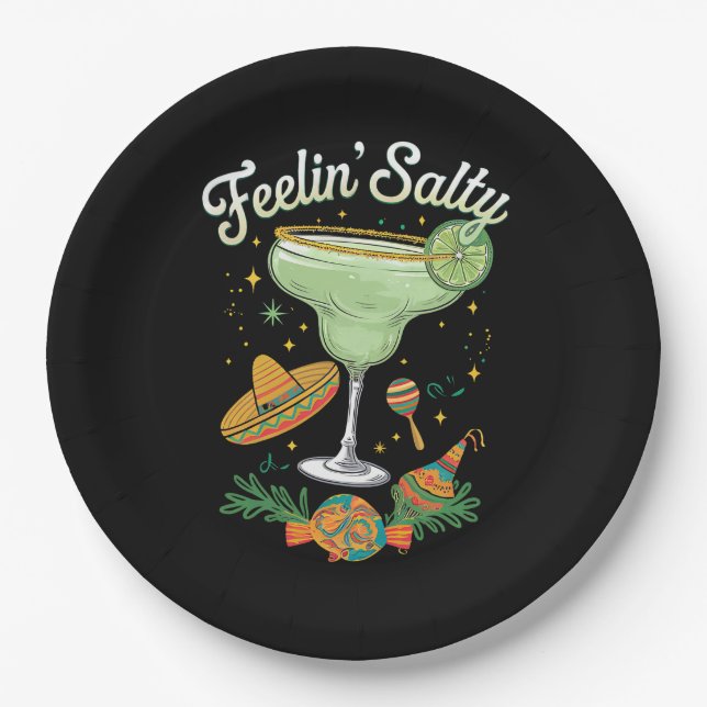 Assiettes En Carton Feelin' Salty Margarita Funny Cinco De Mayo (Devant)