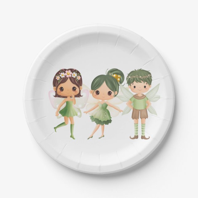 Assiettes En Carton Fées habillées en vert (Devant)