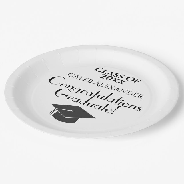 Assiettes En Carton Félicitations à la fête des diplômés (Angle)