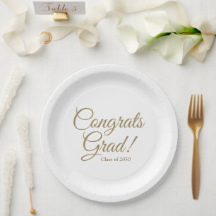 Assiettes En Carton Félicitations classe d'écriture d'or année élégant