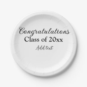 Assiettes En Carton Félicitations de graduation simples clas d'ajout m