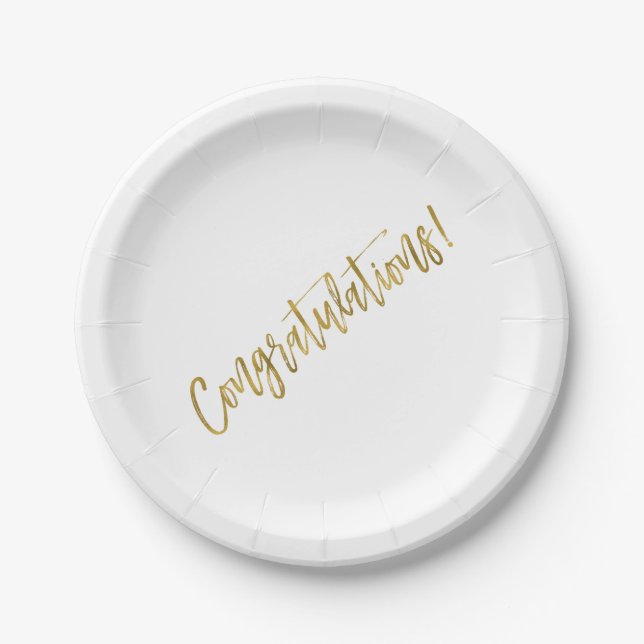 Assiettes En Carton Félicitations Gold Foil (Devant)