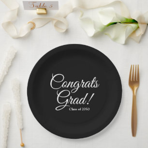 Assiettes En Carton Félicitations Gran noir élégant classe d'écriture 