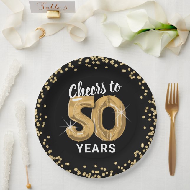 Assiettes En Carton Félicitations modernes à 50 ans Anniversaire (Mariage)