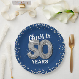 Assiettes En Carton Félicitations modernes à 50 ans Anniversaire