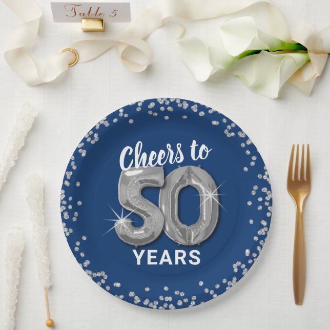 Assiettes En Carton Félicitations modernes à 50 ans Anniversaire (Mariage)