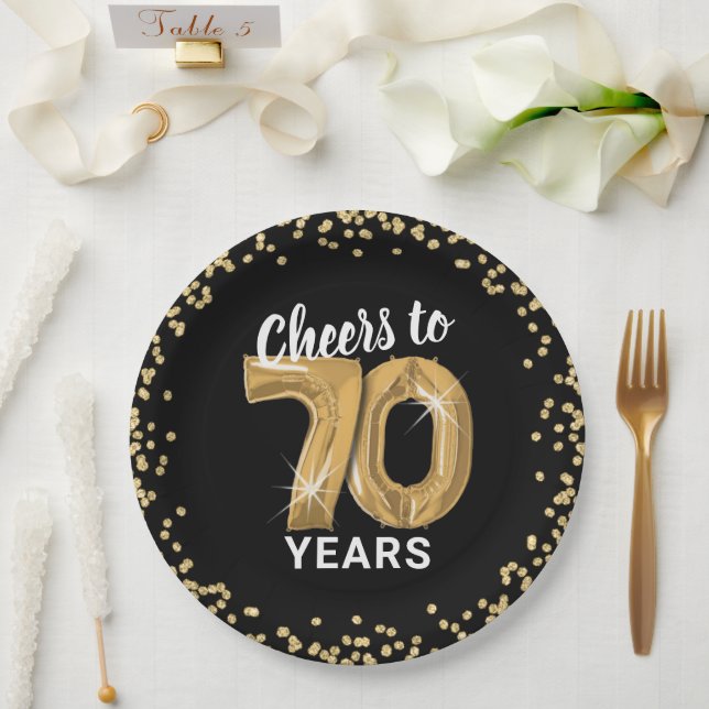 Assiettes En Carton Félicitations modernes à 70 ans Anniversaire (Mariage)