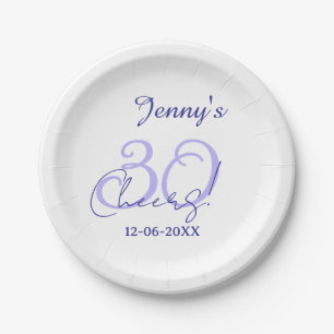 Assiettes En Carton Félicitations pastel 30 ans violet élégant nom da