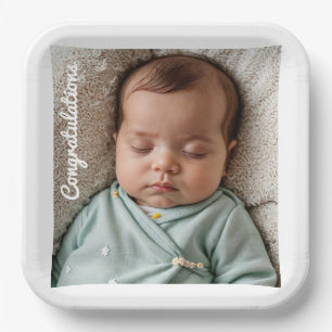 Assiettes En Carton félicitations photo pour la fête des bébés
