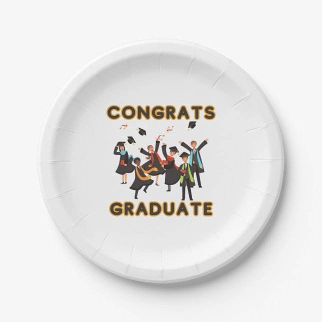 Assiettes En Carton Félicitations Plaques Papier Graduate (Devant)