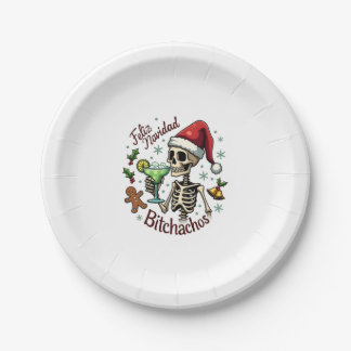 Assiettes En Carton Feliz Navidad Bitchachos Funny Skull Spanish Merry