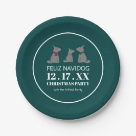 Assiettes En Carton Feliz Navidog, Noël à l'espagnol