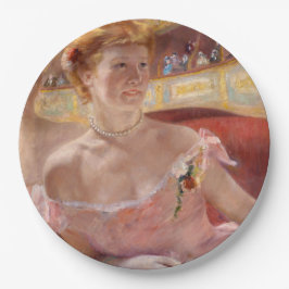 Assiettes En Carton Femme américaine avec collier perle et robe rose