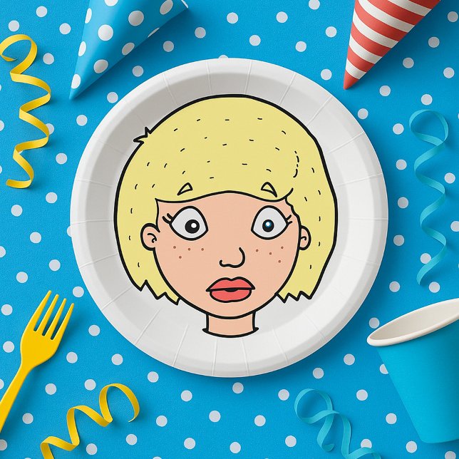 Assiettes En Carton Femme aux cheveux jaunes (Créateur téléchargé)