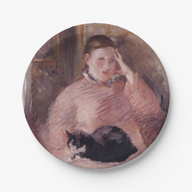 Assiettes En Carton Femme avec un chat (par Edouard Manet) (Devant)