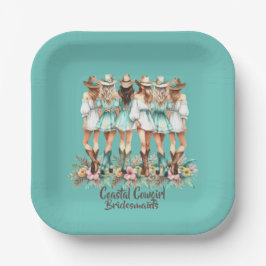 Assiettes En Carton Femme d'honneur côtière Carré de 7 pouces