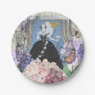 Assiettes En Carton Femme élégante bleue Robe florale Chic