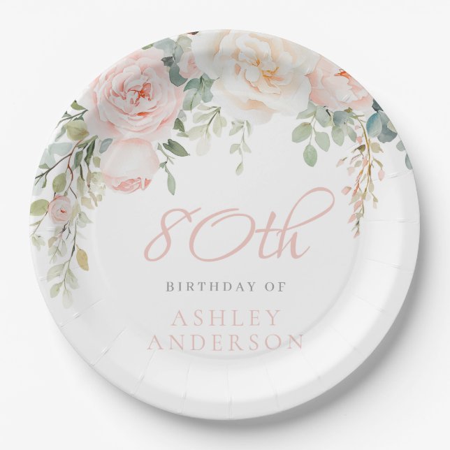 Assiettes En Carton Femmes blanches et ivoires 90e anniversaire (Devant)