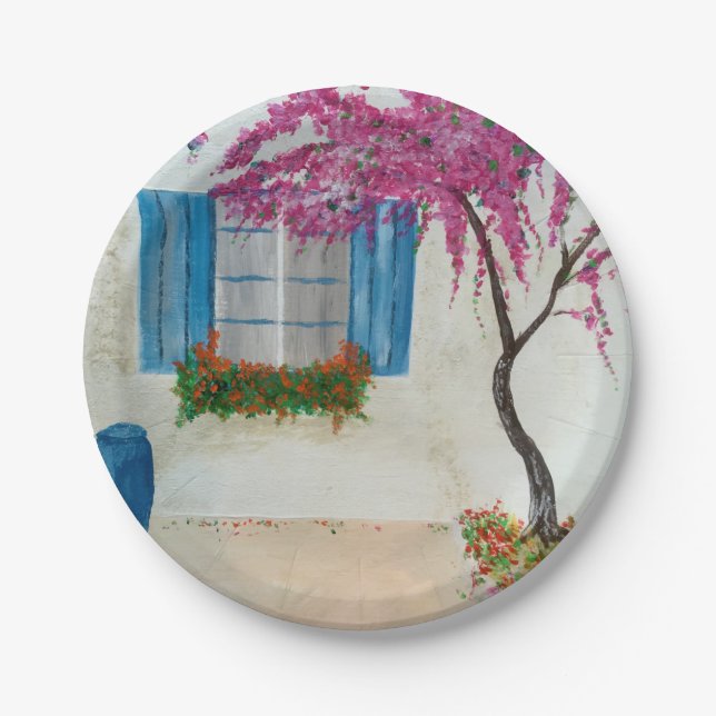 Assiettes En Carton Fenêtre grecque (Devant)