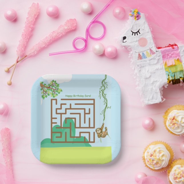 Assiettes En Carton Fentes et feuille labyrinthe puzzle plaques d'anni (Fête)