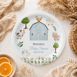 Assiettes En Carton Ferme Animaux Aquarelle Baby Shower Barnyard