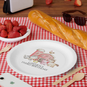 Assiettes En Carton Ferme anniversaire mignon animal