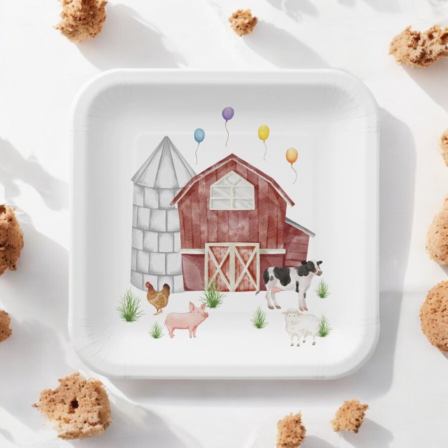 Assiettes En Carton Ferme Barnyard Animaux de ferme fête d'anniversair (Créateur téléchargé)