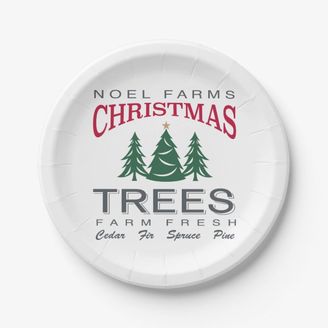 ASSIETTES EN CARTON FERME D'ARBRES DE NOËL (Devant)