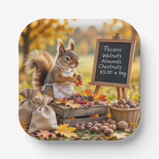 Assiettes En Carton Ferme d'automne avec écureuil (Recto)