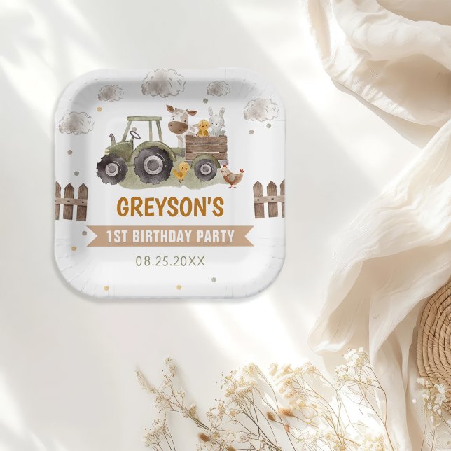 Assiettes En Carton Ferme de tracteur Animaux de fête d'anniversaire G (Créateur téléchargé)