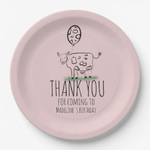 Assiettes En Carton Ferme de vaches drôle Fête d'anniversaire Rose