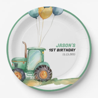 Assiettes En Carton Ferme Green Tractor Anniversaire
